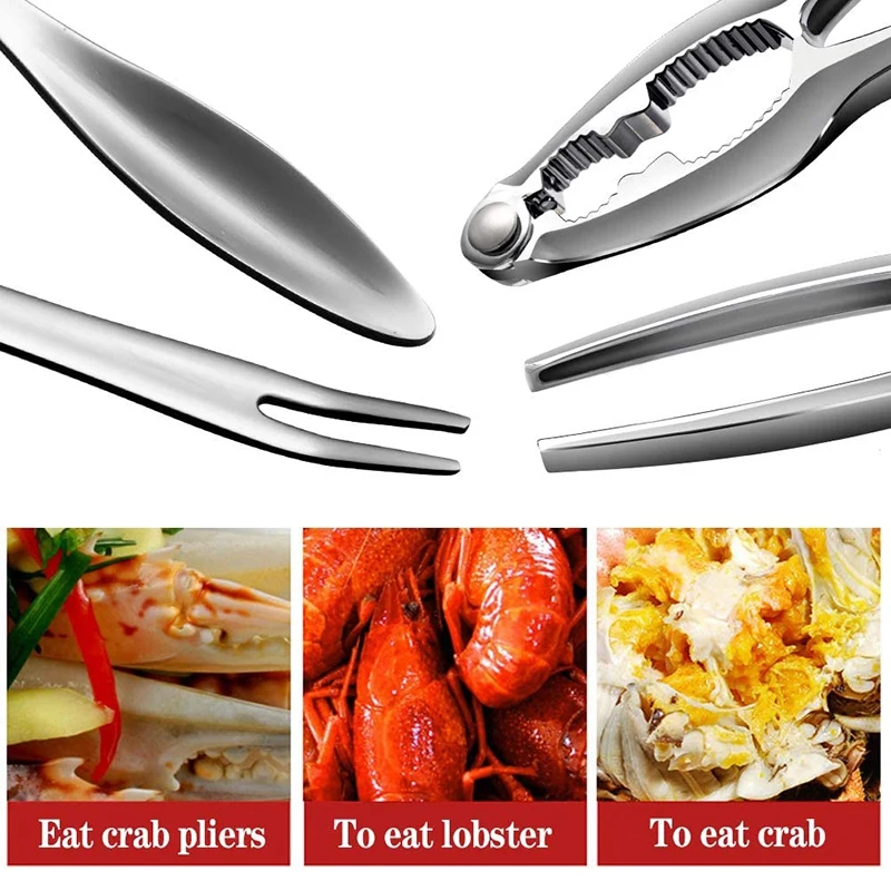 7 Pcs Seafood Tools Set Includes 2 Crab Crackers, 2 Lobster Shells, 2 Crab Forks/Pickles And 1 Seafood Scissors-AA26