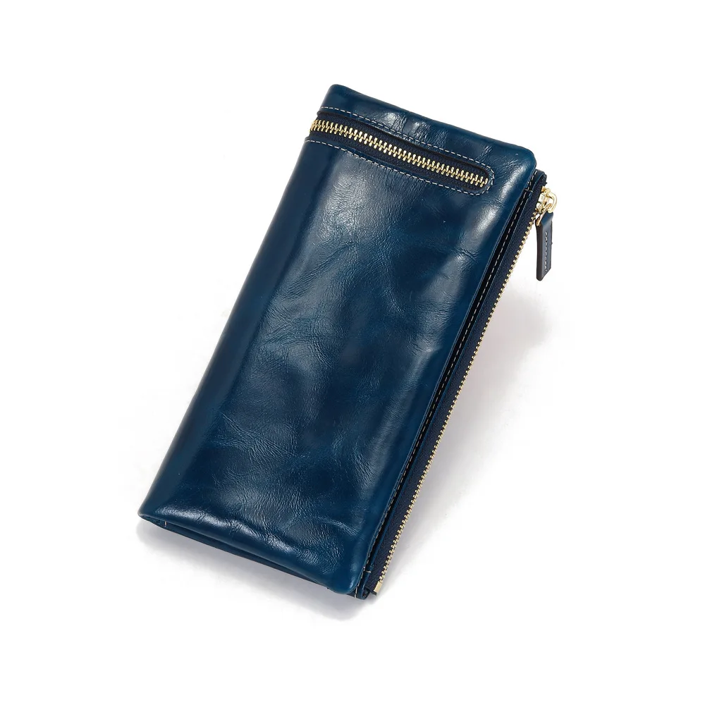 Vintage Minimalist Casual Utility Pouch, Genuine Leather Clutch & Phone Purse, Top Grain Leather Unisex Card Wallet
