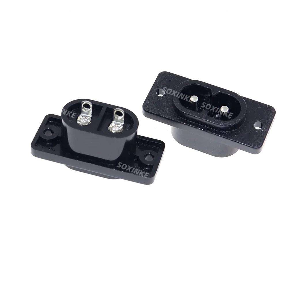 10PC C8 Male Power Socket Female Plug Power Outlet Embedded Electric Connector AC 2.5A 250V 8-Shaped Plug Socket 35mm*15mm
