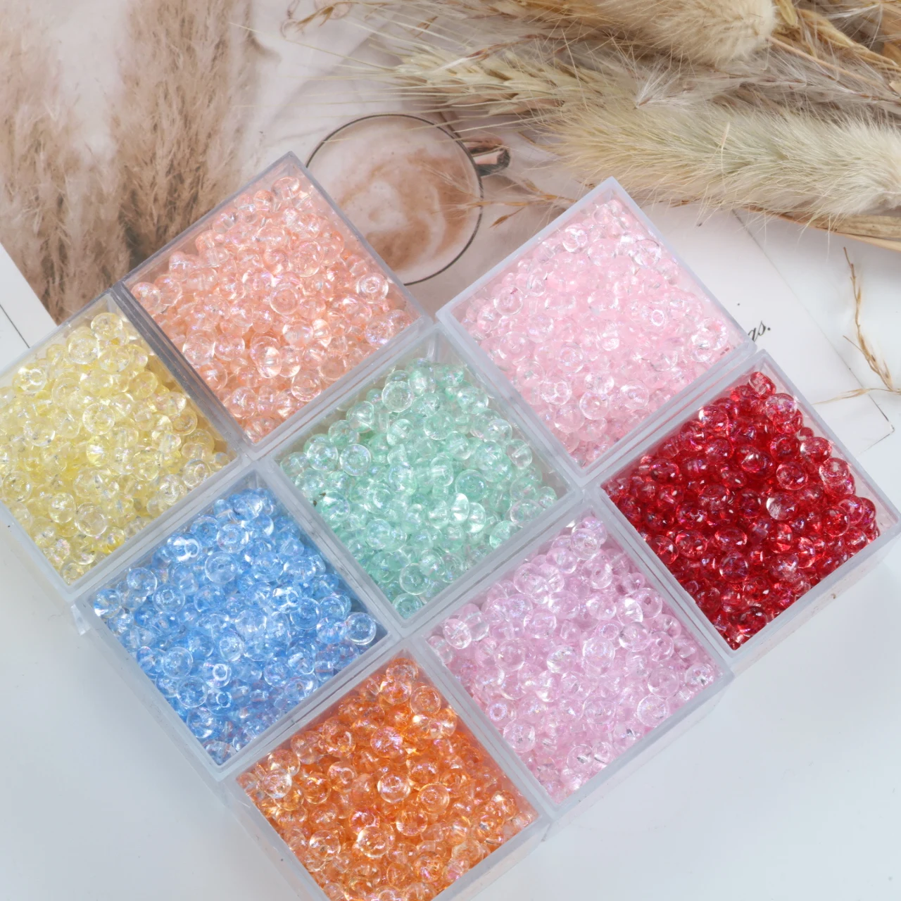 Dreamy Multicolor Iridescent 2x4mm Glass Rondelle Beads Shiny Loose Spacer Beads for DIY Jewelry Bracelet Necklace Making