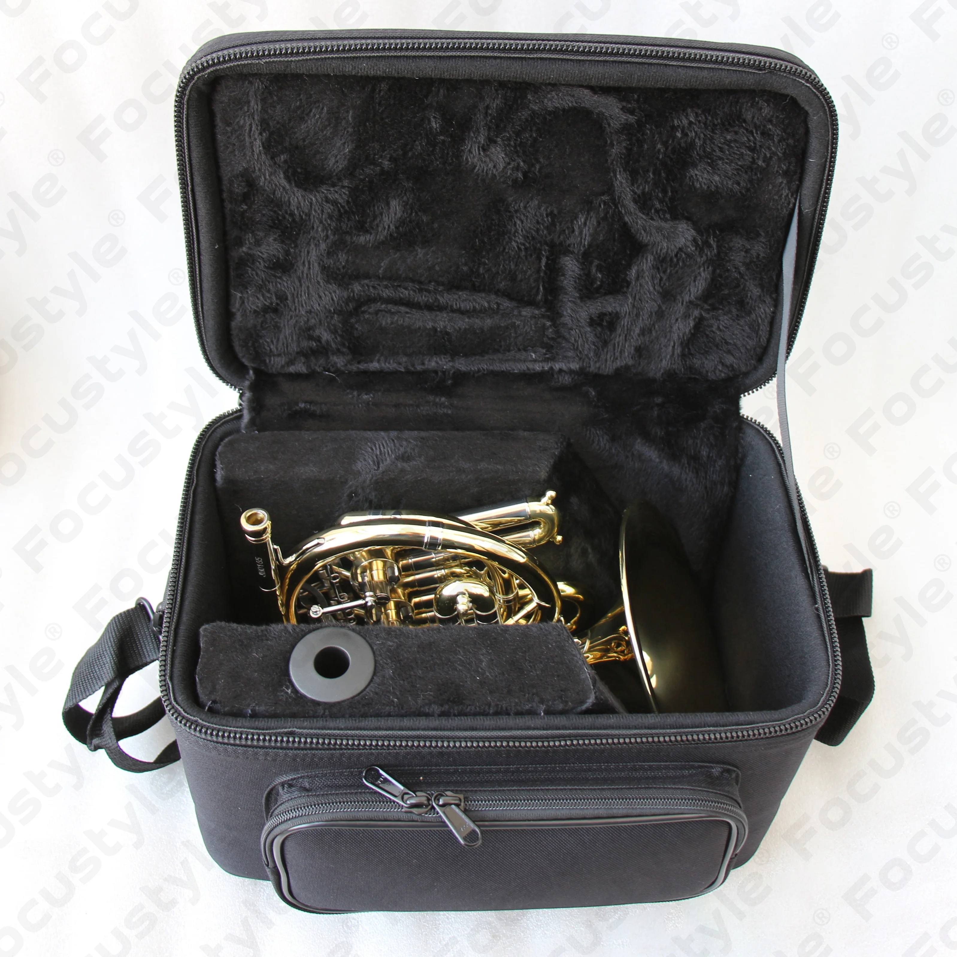 Professional High F Key Mini French Horn Piccolo Trumpet 3-Key Single Brass Body Gold Lacquer Finish Wind Instrument With Case