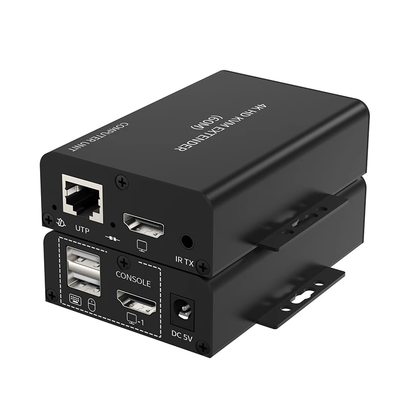 

Удлинитель 4K HDMI KVM, 60 м через кабель RJ45 Ethernet Cat6, HDMI USB KVM-удлинитель видео с 2 выходами, поддержка контурного выхода, мышь, клавиатура