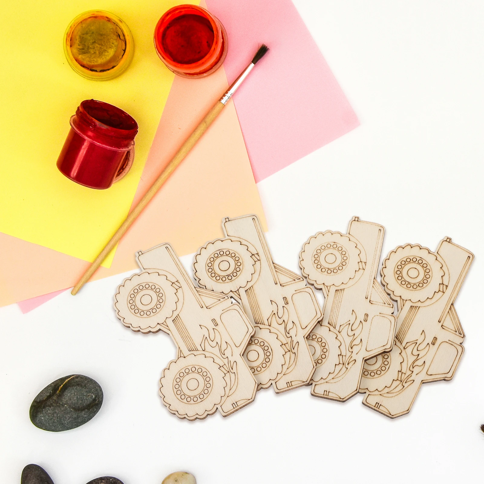 

12pcs Car Shaped Slices Unfinished Wooden Cutouts Diy Crafts Decorative Wood Pieces Durable Safe Wood Discs Festival Decoration