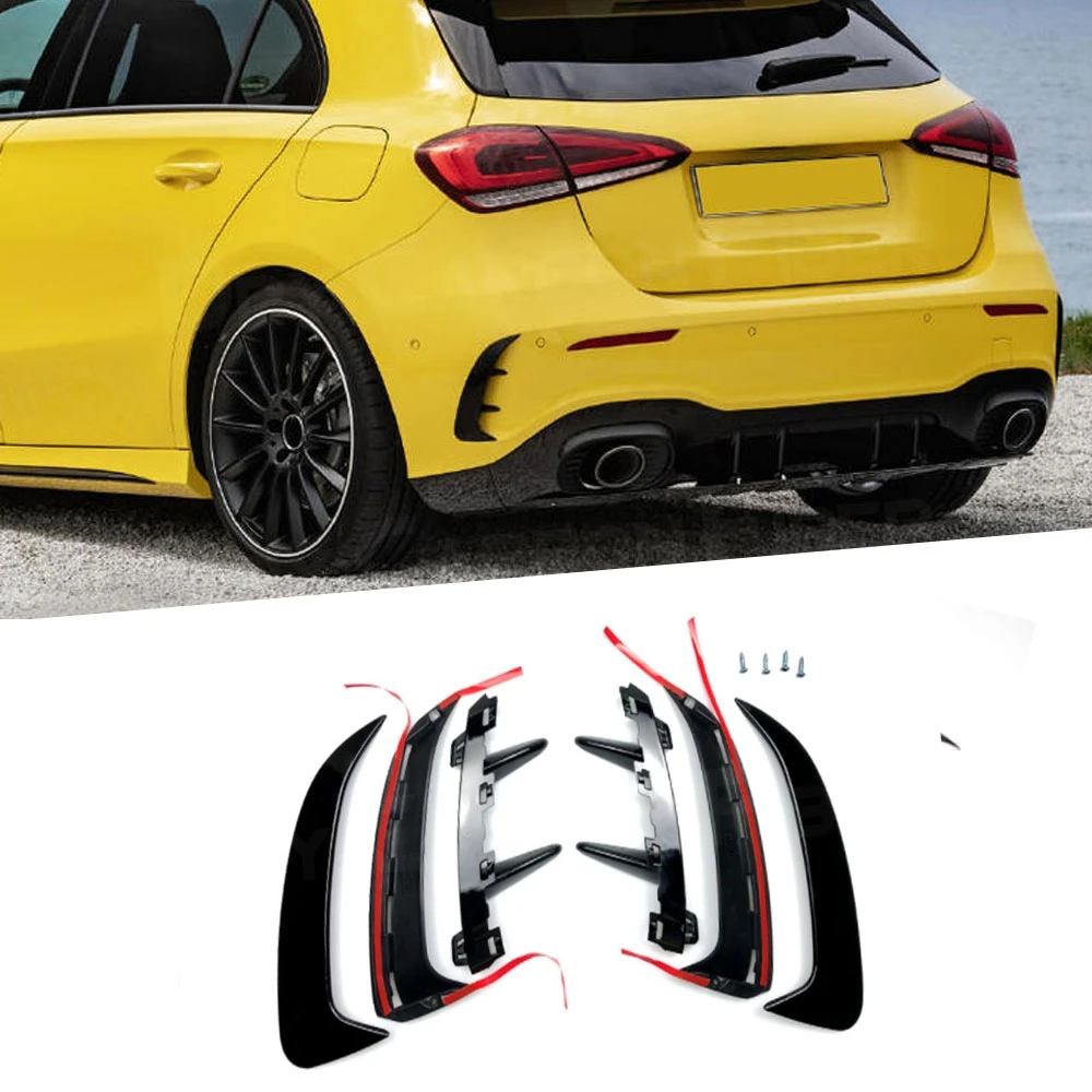 ABS Black Rear Bumper Side Air Vent Cover Fender Trim Sticker For Benz A Class W177 Hatchback A180 A200 A250 A35 AMG 2019 2020