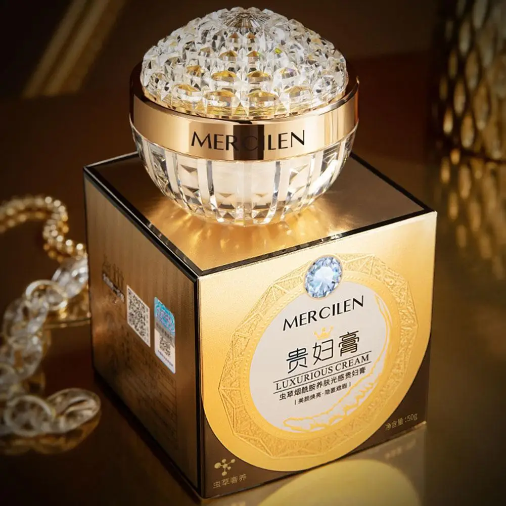 

50г MERCLEN Luxury Lady Cream - Питательный и осветляющий увлажняющий крем с кордицепсом для восстановления зрелой кожи, ежедневный уход