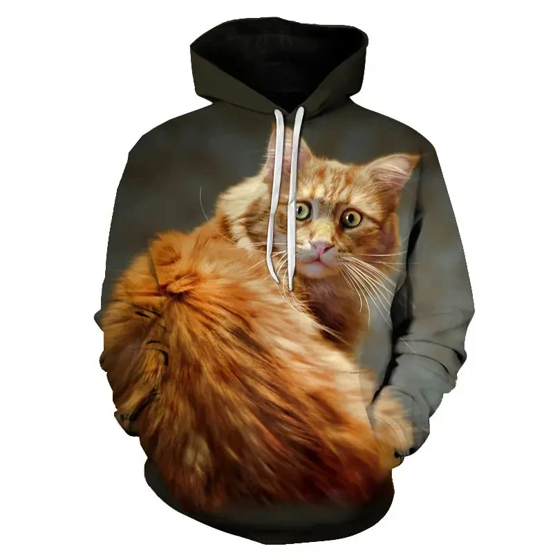 

New Kawaii Hoodie 3D Printed Cat Oversize Mens Women's Sweatshirt Pullover Long Sleeve Oversized Hooded Sweatshirts Tops Clothes