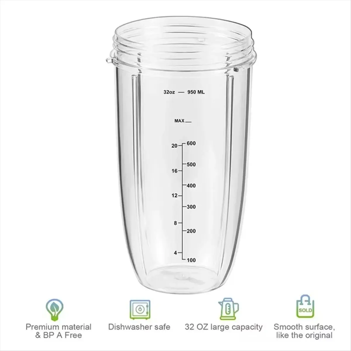 

Чашки для запасных частей A97G, совместимые с блендером 600 Вт и 900 Вт (1 чашка на 32 унции)