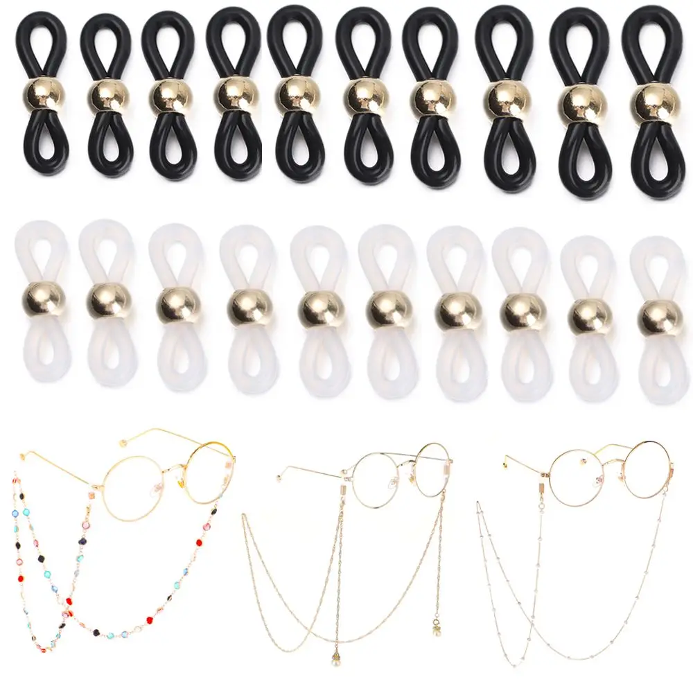 

50PCS Anti-Slip Eyeglass Chain Ends Retainer Ear Hook Glasses Rope Connectors Glasses Cord Holder Adjustable Rubber Glasses Ring