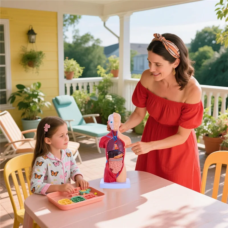 Solid Human Anatomy Study Models - 15-Piece Removable 11-Inch Human Torso Anatomy Model With Internal Organs For Students