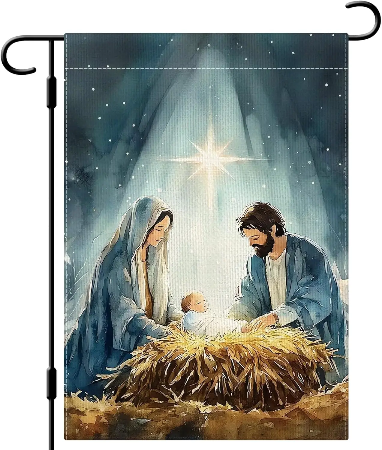 DLZDN Jesus Nativity Garden Flag O Holy Night Religious Flag 12×18 Inch Double Side Vertical Burlap Farmhouse Yard Sign Chri SSL