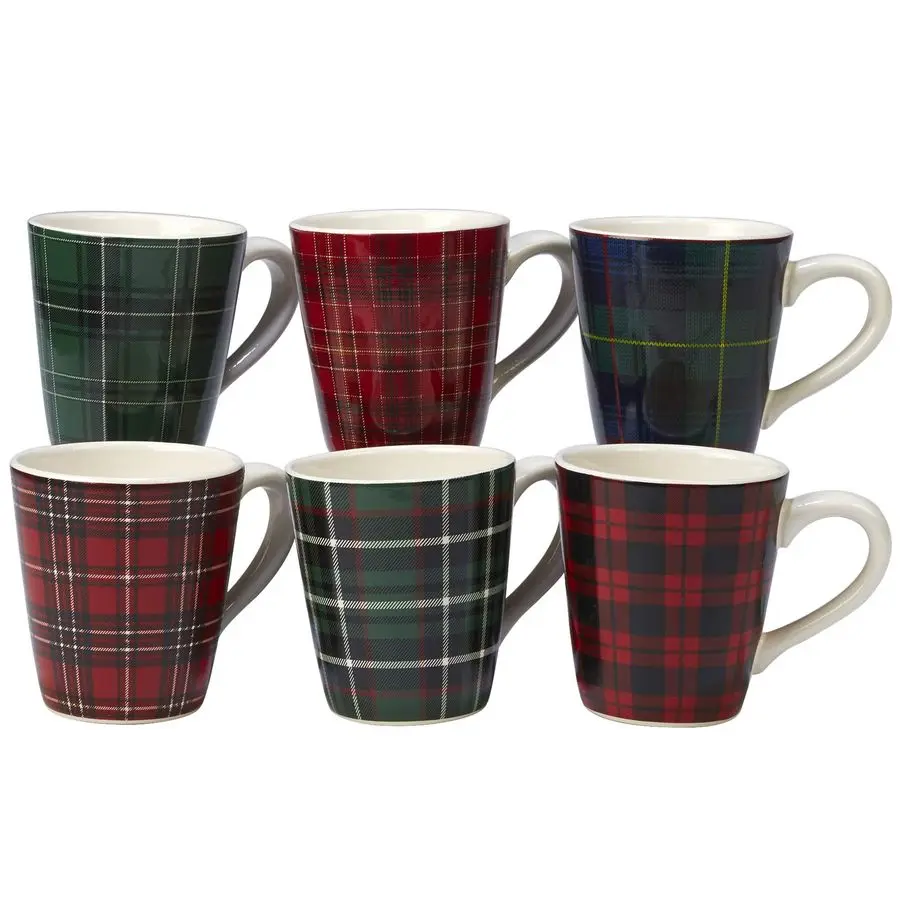 

Christmas Plaid 16 oz. Mug, Set of 6 Assorted Designs