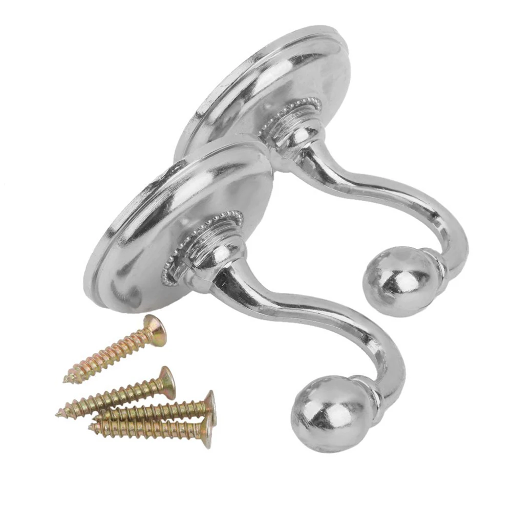 

2pcs Round Head Hook Silver Vintage Wall Door Hanger For Hat Coat Curtain Holdback Alloy Decorative Tieback Hooks Home Decor