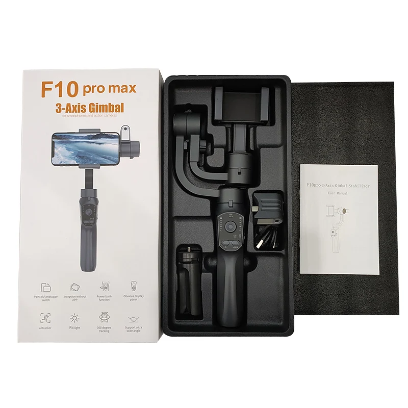 

F10 Pro Max 3 Axis Handheld Gimbal Stabilizer with AI Tracking Remote Control Selfie Vlog Shooting Travel Phone Vlogging