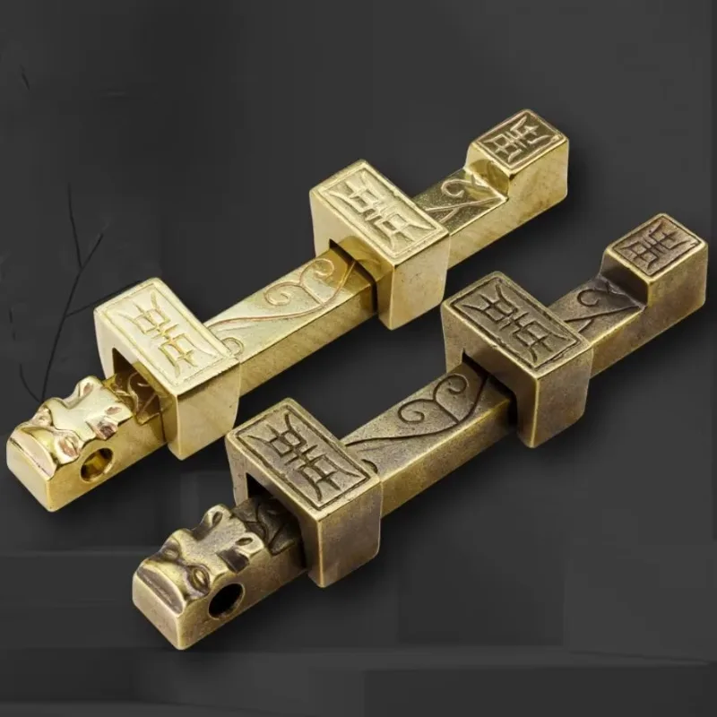 

New Chinese Style Solid Brass Door Latch Vintage Wooden Door Pure Copper Large Latch Anti-theft Door Lock Bolt