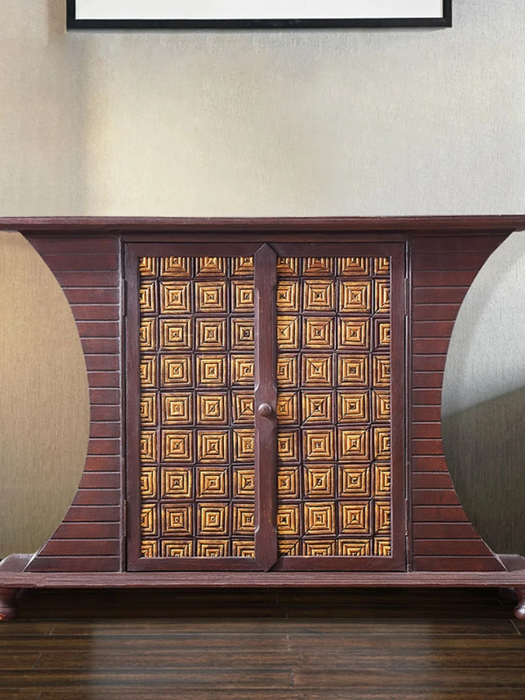 

High quality Southeast Asia handmade solid wood double door porch cabinet Thai Club Restaurant Hotel changing room furniture