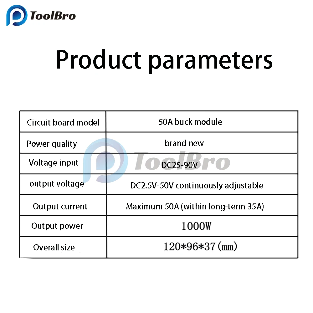 1000W 50A Step Down Buck Converter DC-DC 25-90V to 2.5-50V Adjustable Charging Power Supply Voltage Regulator for Power Tools