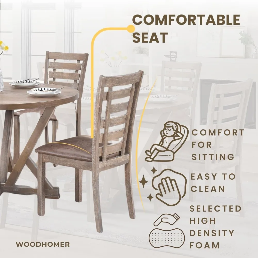 Grayish Brown Modern Upholstered Dining Chairs, Set of 2 for Farmhouse Kitchen Style