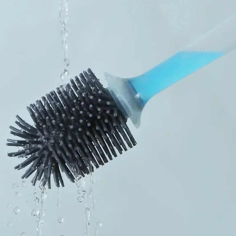 مجموعة فرش المرحاض القابلة لإعادة الملء، مثبتة على الحائط مع حامل فرشاة TPR من السيليكون لأدوات تنظيف الزوايا وإكسسوارات الحمام #4