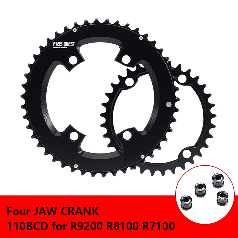 Pass Quest 110 BCD 4 Bolt Chainring for Shimano 105 R9200 R8100 R7100 Double Chainring 52-36T 53-39T 54-40T 50-34T 48-35T 46-33T