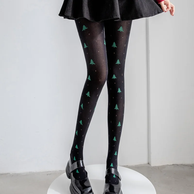 الربيع والخريف جديد شجرة عيد الميلاد الرنة الجاكار الرجعية قاعدة جوارب طويلة جوارب حلوة لطيف للنساء #4