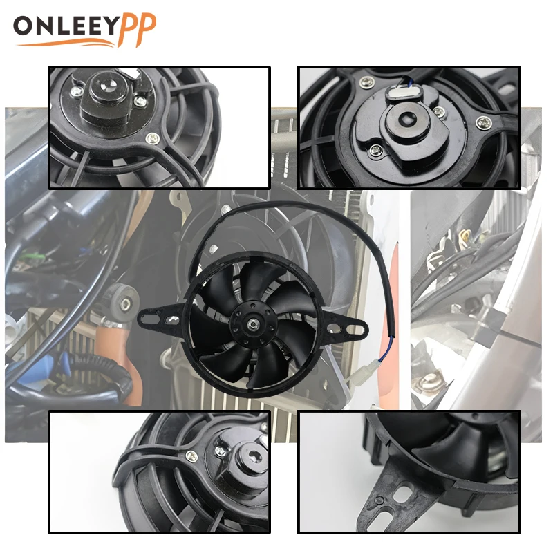 ONLEEYPP Motorcycle Parts 120mm Cooling Fan Electric Radiator Engine Radiators For 200cc 250cc 300cc Dirt Pit Bike ATV Quad