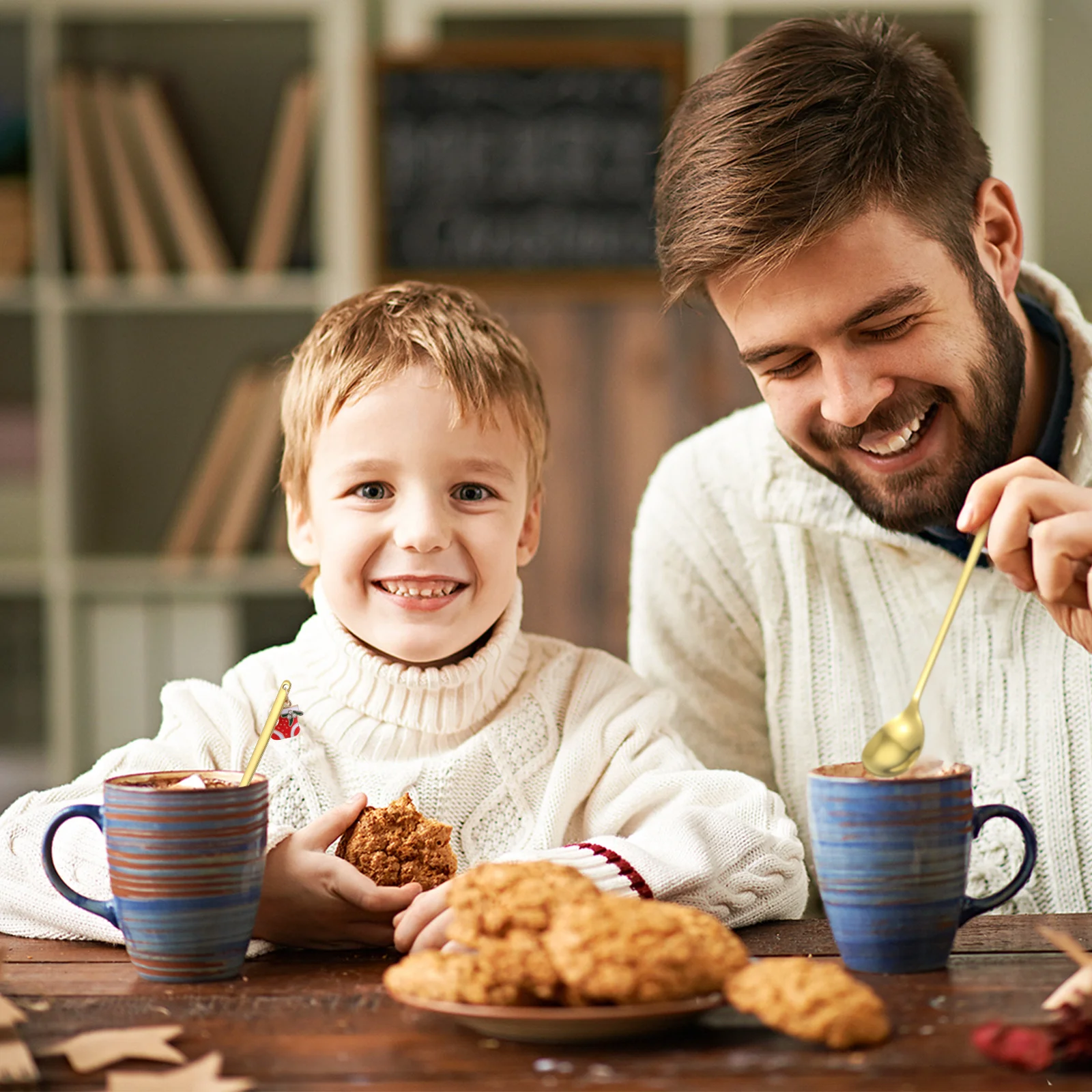 

6Pcs Christmas Coffee Spoon Fine Grinding Stainless Steel Spoons Smooth Edge for Safe Use in Coffee Tea Cake Mixing Scoop