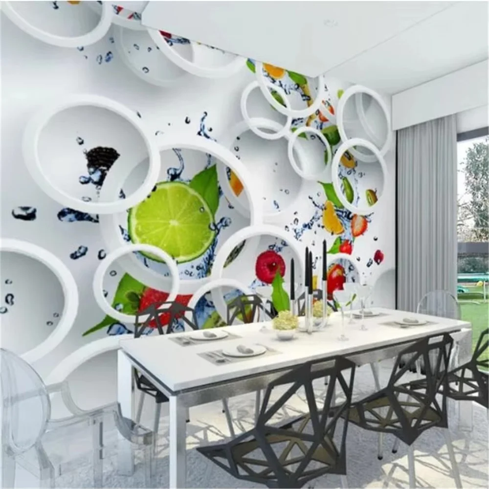 Custom 3D wallpaper mural fruit circle restaurant living room TV background circle tree fresh Tulip Circle wallpapers home decor