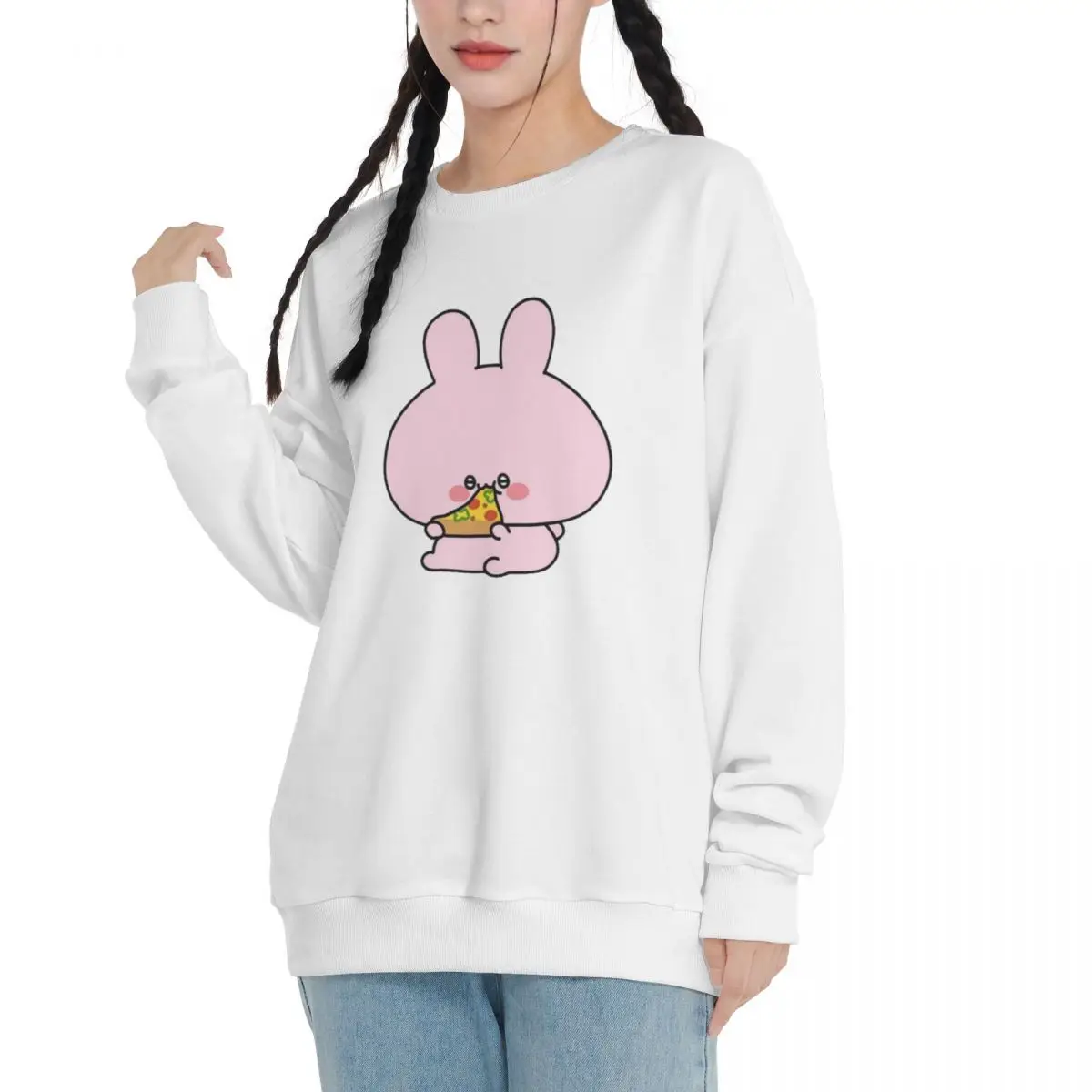 A-Asamimichaan Cute Asamimi 2024 Spring and Autumn Cotton New Youth Campus Sweatshirt Round Neck Pullover Sweatshirt