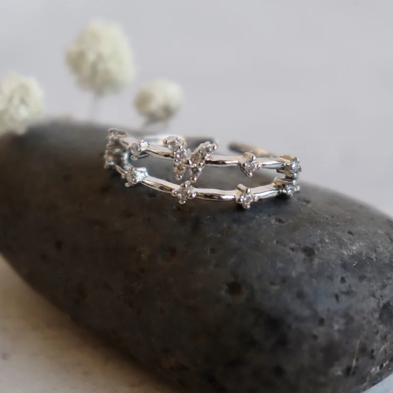 انخفاض الشحن الفضة حساسة لامعة 18K الذهب مطلي الفراشة الدائري #4