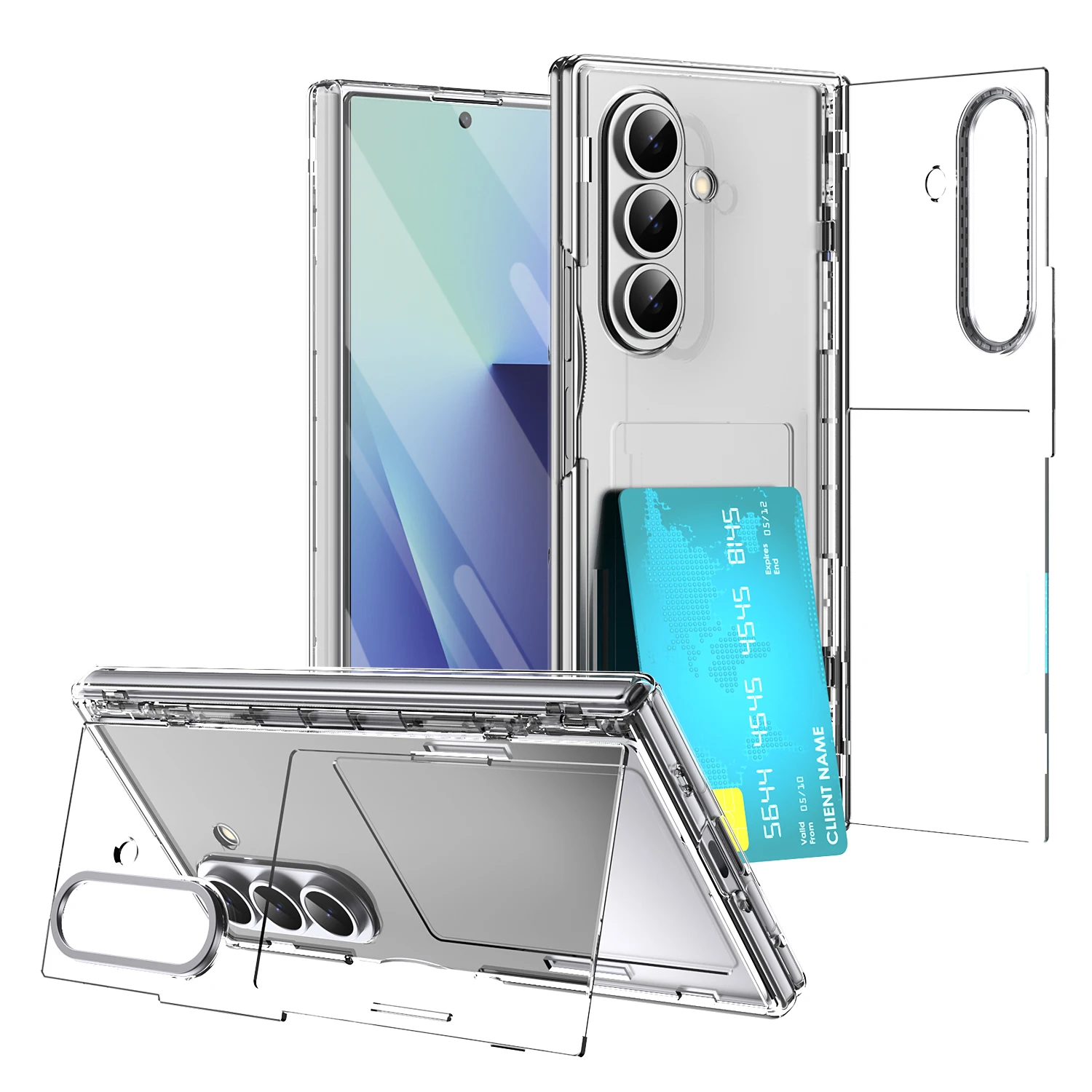 

Ingenious Slot Design Instant-change Bracket Structure Phone Case for Samsung Z Fold 7 Tempered Glass Film Shockproof Back Cover