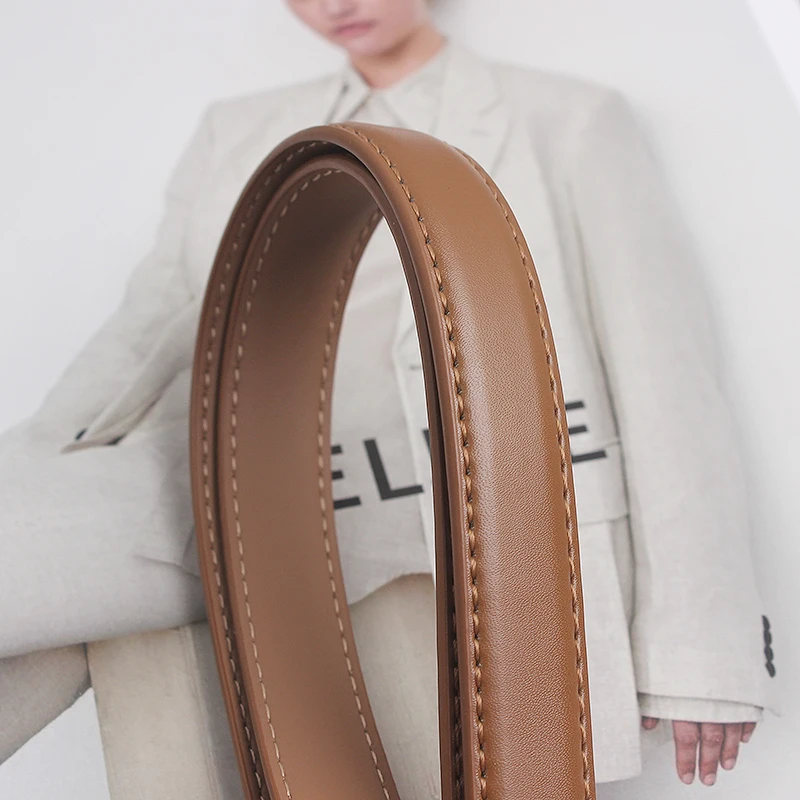 Fashionable Hook Pull-Up Adjustment Two-Layer Cowhide Belt Women's Embellishing Dress Jacket Casual and Versatile Belt