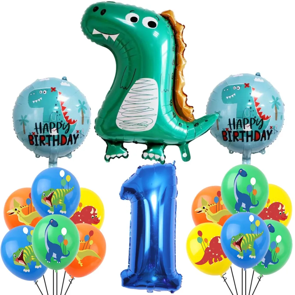 Cartoon Dinosaur Party Decorations Jungle Safari Dino Themed Tableware Balloon Set Baby Shower Kids Boys Birthday Party Supplies