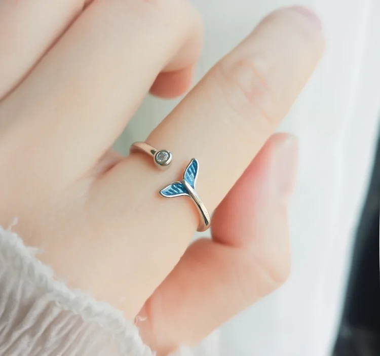 925 Sterling Silver Vivid Manta Open Ring Sea Animal Adjustable Ring for Women Statement Ring Jewelry Party Gift SCR1037-E