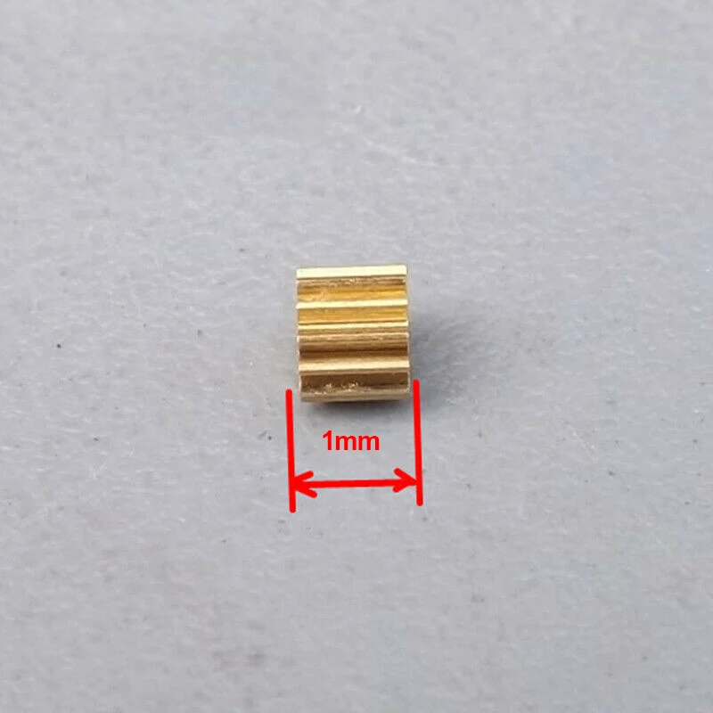 2PCS 0.2 Modulus Copper Gear Micro Mini Electric Motor Shaft Spindle Metal Gear 12 Teeth Brass Axis Gears  Toy Parts 1mm Hole