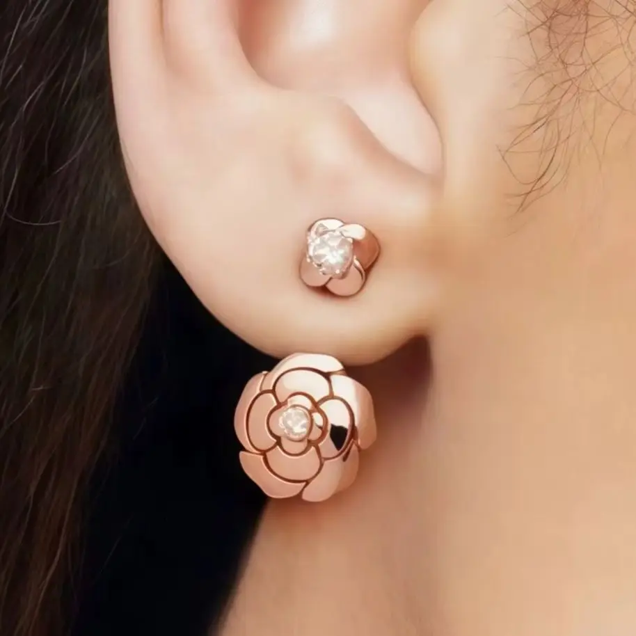 

Veeie Veein Luxury Brand Designer S 925 Sterling Silver Flower Drop Earrings For Women Girls Camellia Stud Earrings Jewelry