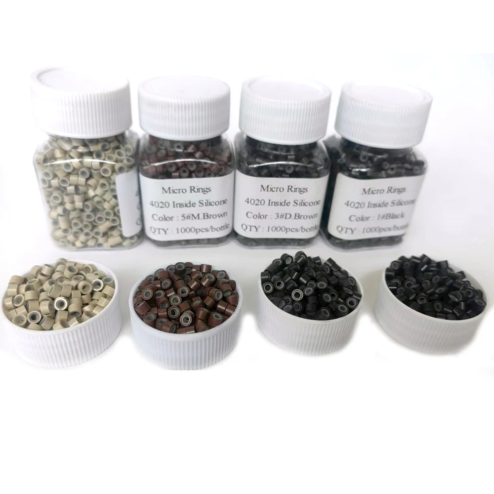 1000Pcs 4mm Micro Rings For Hair Extensions Microlinks For Hair Silicone Lined Hair Extension Bead Tools Accessories