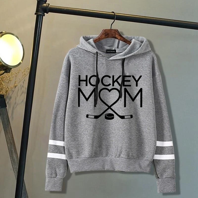 Fashion Women'S Hooded Autumn And Winter Fleece Stripe Hoodies/Sweater For Women Casual Hockey Mom Printed Long Sleeve Pullover