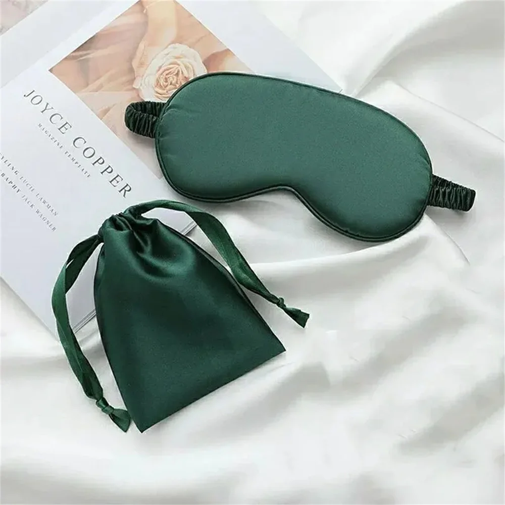 3pcs/Set Imitation Silk Sleep Eye Mask With Storage Bag And Hair Hoops, Soft Cooling Eye Mask For Household Travel Rest, Facial