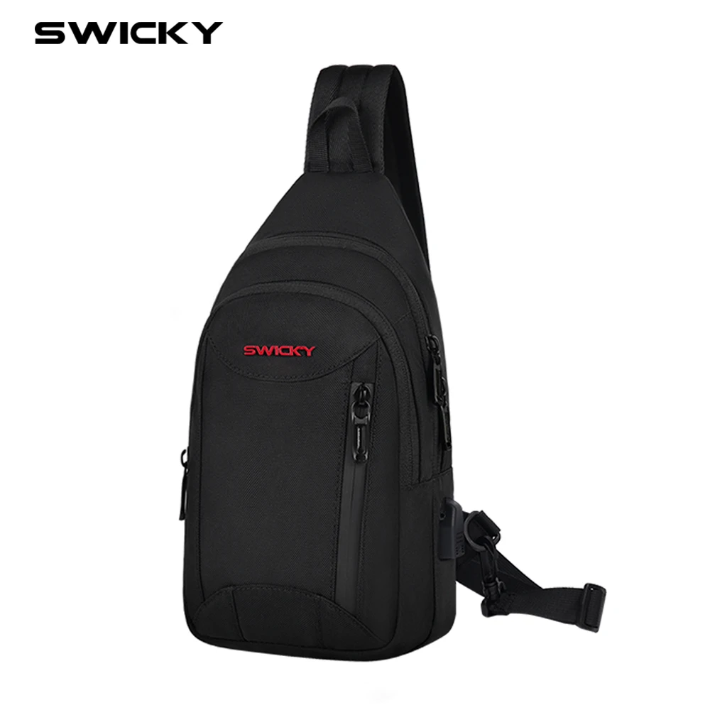 SWICKY Chest Bag Men Fashion Cross Body Business Bag Waterproof Outdoor Travel Single Shoulder Bag