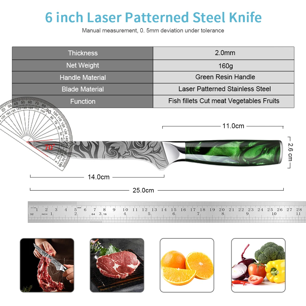 Fish Fillet Knife and Fishing Knife German Stainless Steel 6 inch knives,Filet Knife for Fish and Boning Knife for Meat Cutting