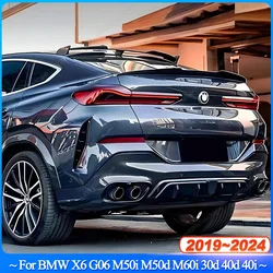 For BMW X6 G06 M50i M50d M60i 30d 40d 40i 2019-2024 Car Rear Roof Window Trunk Lid Spoiler Wings Exterior Tuning Gloss Black ABS