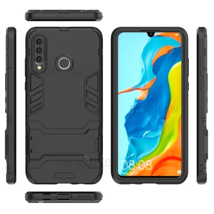 

Plastic + TPU Hybrid Case with Kickstand for Huawei P30 Lite - Black