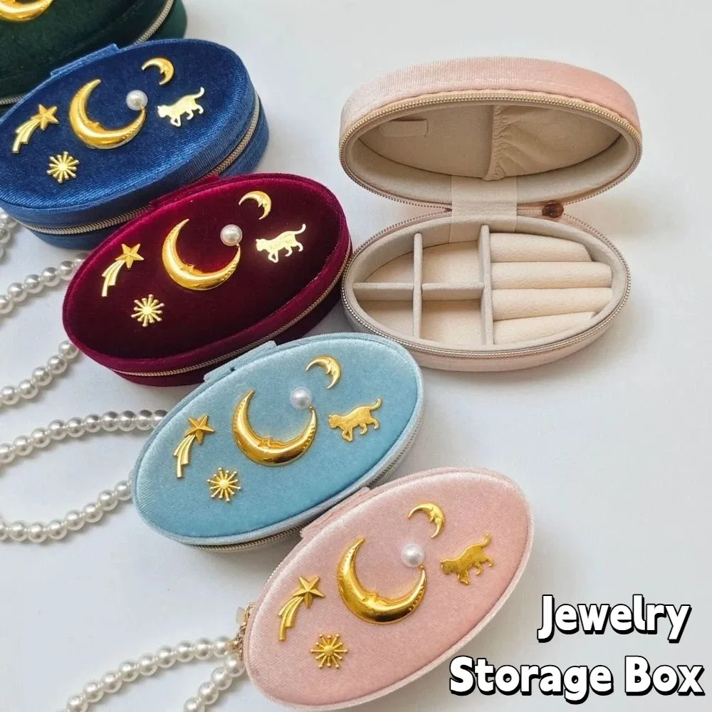

Шкатулка для украшений Moon Star: миниатюрная бархатная коробочка для колец, футляр для хранения ювелирных изделий, дорожный чехол для жемчужных браслетов и брелоков