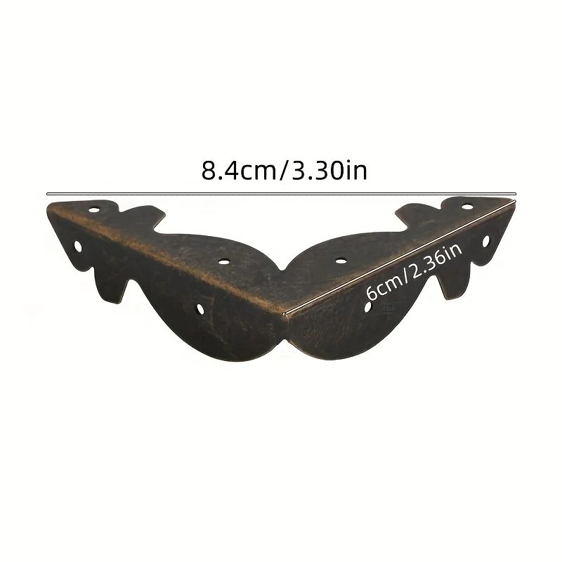 8pcs/set Iron Corners Antique Bronze Bracket 84mm Triangle Decor Scrapbook Album Jewelry Wood Box Protectors Table Leg w/Nails