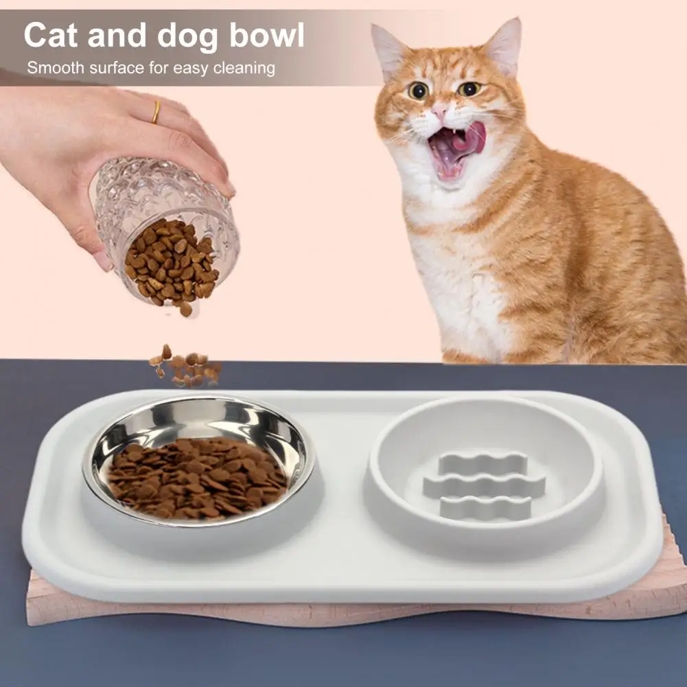 

Slow Feeding Pet Bowl Silicone Double Dog Bowl Slow Feeding Anti-Choke Food Water Feeder Slow Feeder Dog Bowl Pet Supplies