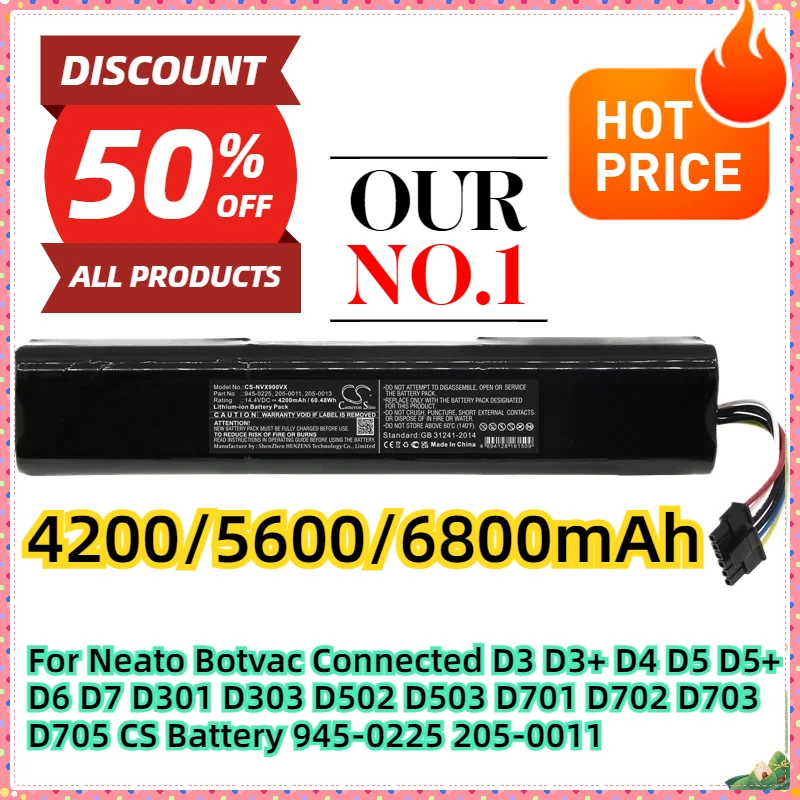 

For Neato Botvac Connected D3 D3+ D4 D5 D5+ D6 D7 D301 D303 D502 D503 D701 D702 D703 D705 CS Battery 945-0225 205-0011