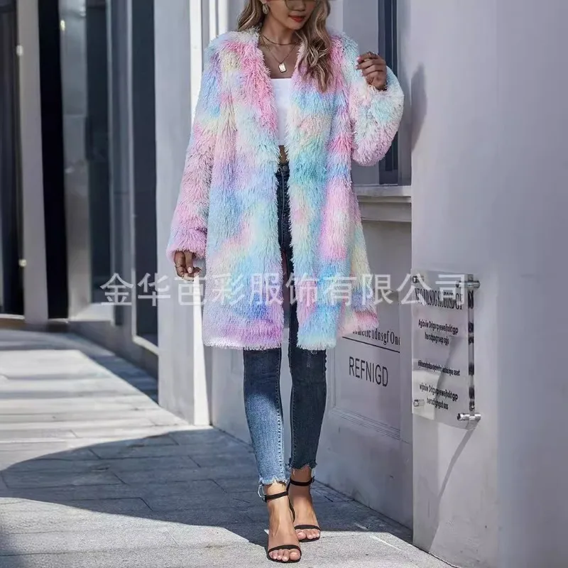 Women's Autumn/Winter Top Coat Faux Fur Collarless Retro Simple Comfortable Casual Fashion Advanced Soft Niche Versatile Skinny