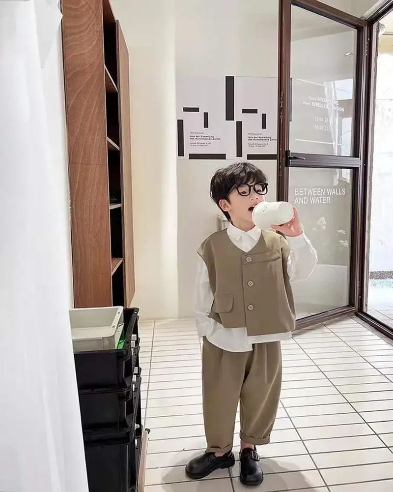 

Boys' Autumn Suit Fashionable 2026 New Style Children's Handsome Casual Suit Vest Three piece Set