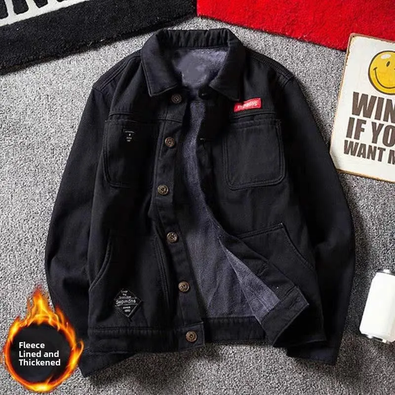 

Мужская джинсовая куртка Thiened Fce на подкладке W, термостойкая носимая рабочая одежда, пальто для работы, теплая зимняя куртка