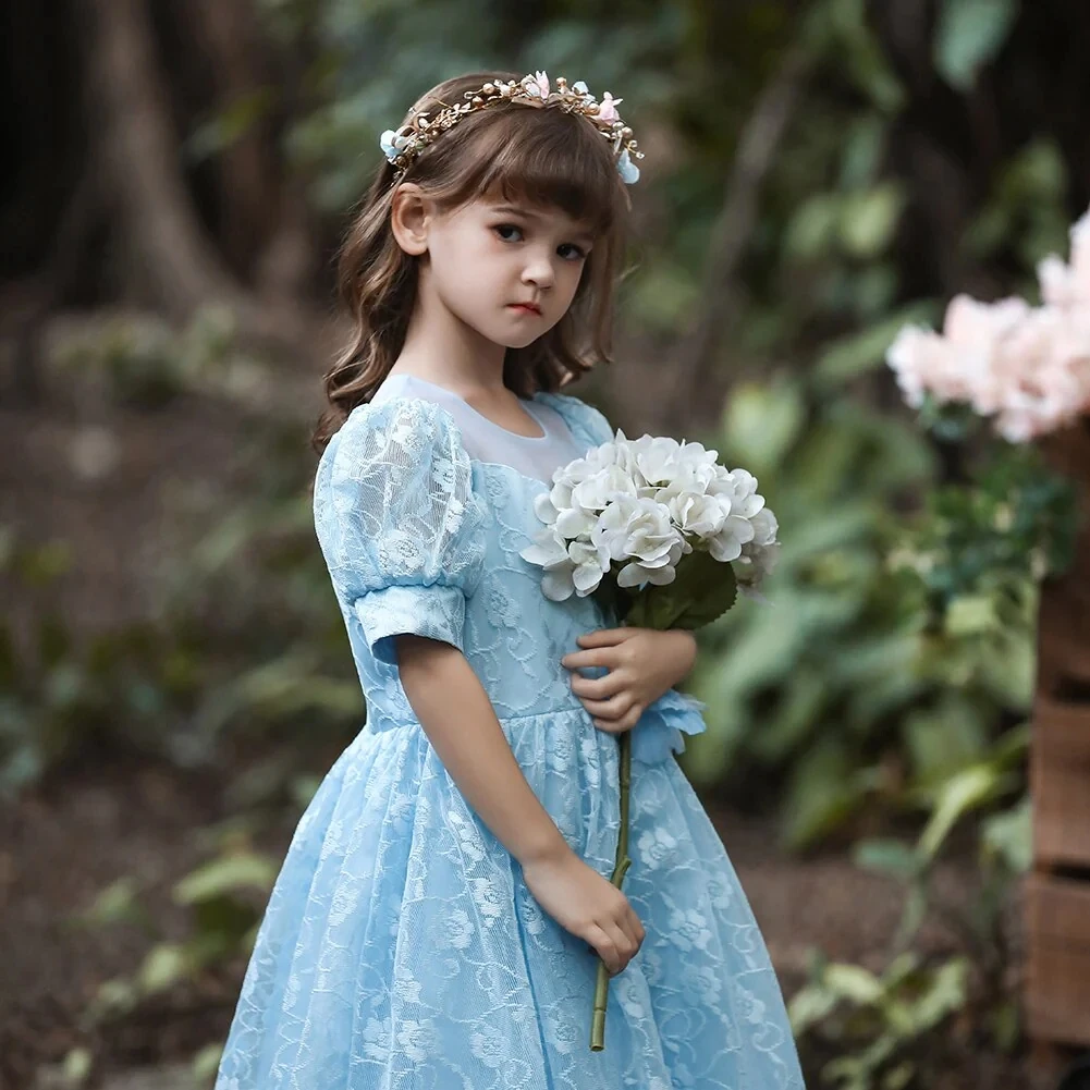 

2023 Summer Flower Girls Wedding Dress Children's Princess Costume Kids Dresses For Girls Lace Teen Party Clothes 3 8 12 Years